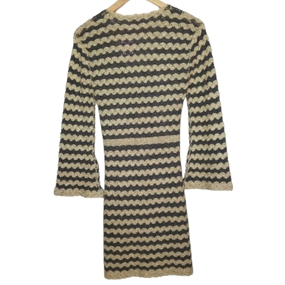 CALYPSO ST BARTH Rigma Cashmere Sweater Dress Women's XS Grey Chevron Boho Tunic - Picture 10 of 14